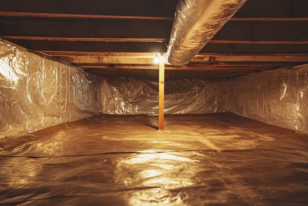 Encapsulated crawlspace encapsulation with protective vapor barrier
