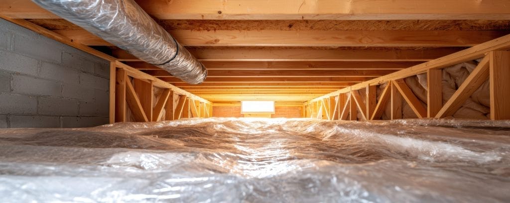 Crawlspace Encapsulation with Insulation and Ductwork
